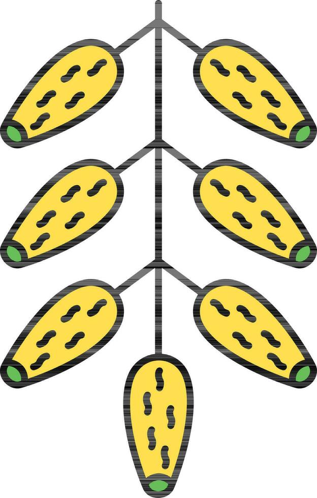 ilustración de fecha Fruta rama en verde y amarillo color. vector