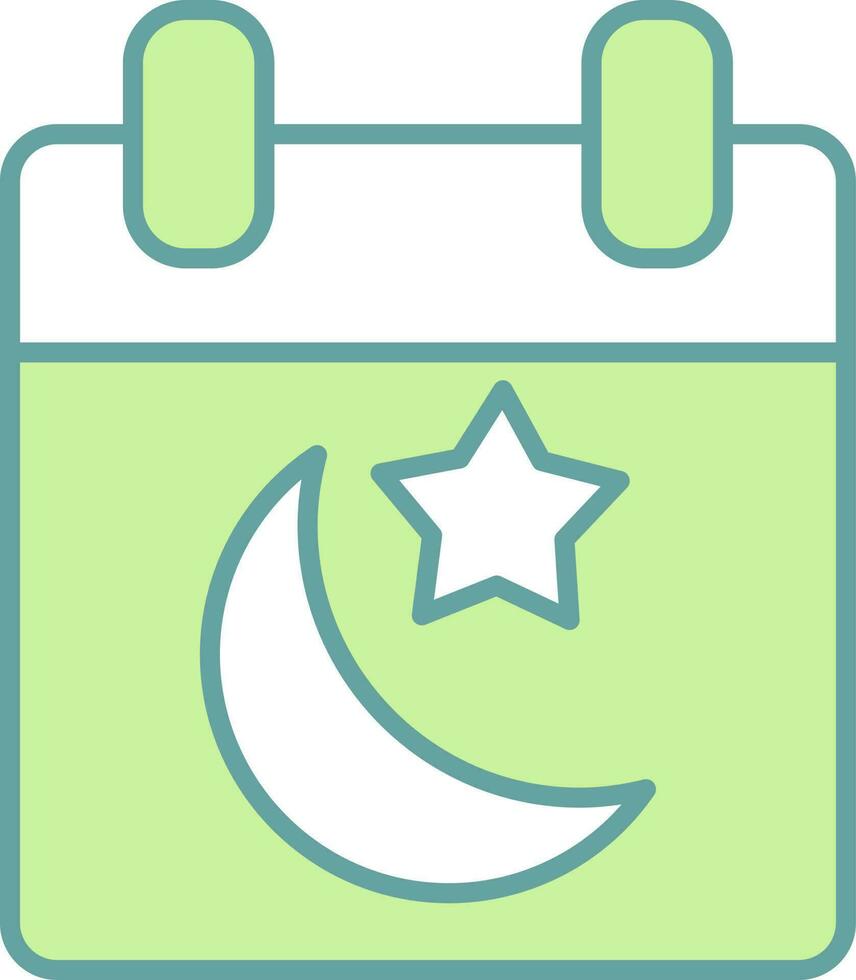 Muslim Calendar Icon In Green And White Color. vector