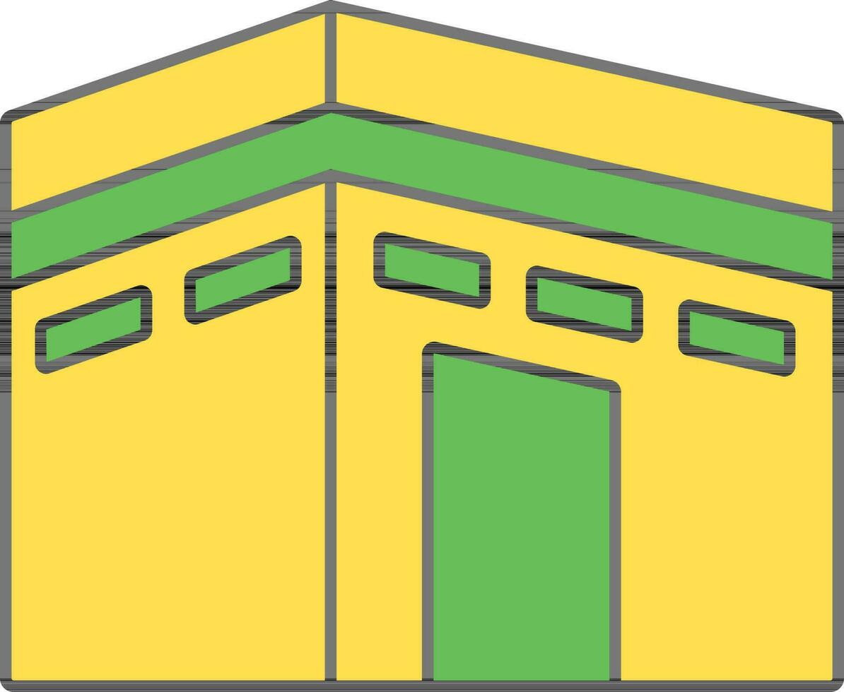 aislado kaaba icono verde y amarillo color. vector