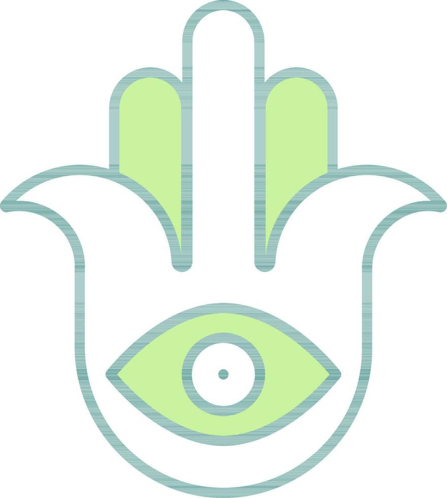 Hamsa Icon In Green And White Color. vector