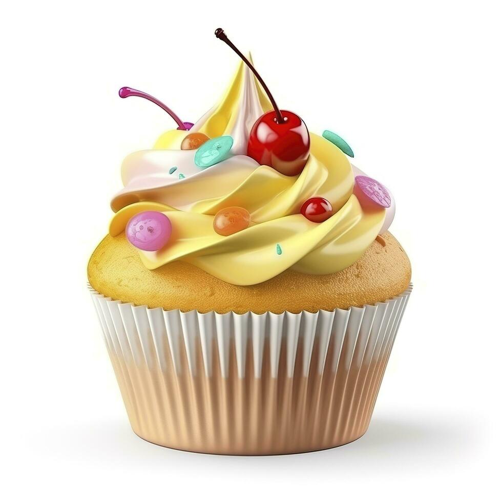 Cupcake isolated on white background, generate ai photo