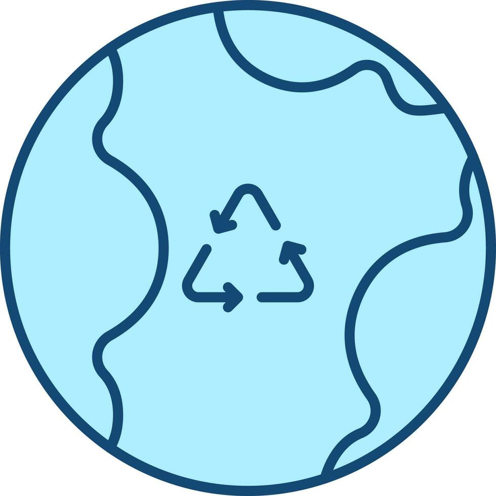 Recycling Earth Icon In Blue Color. vector