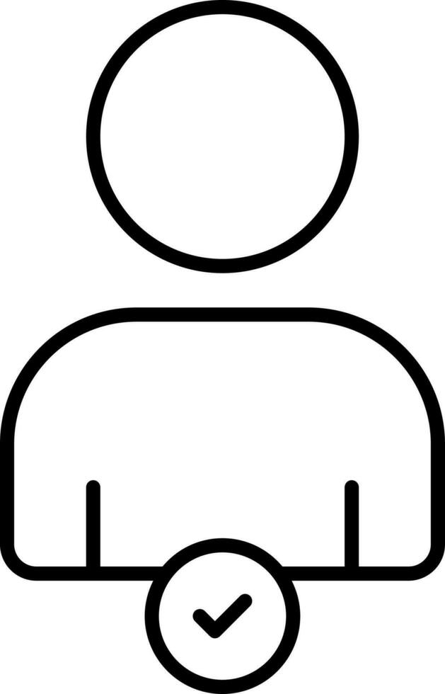 Confirm Or Select User Icon In Black Line Art. vector