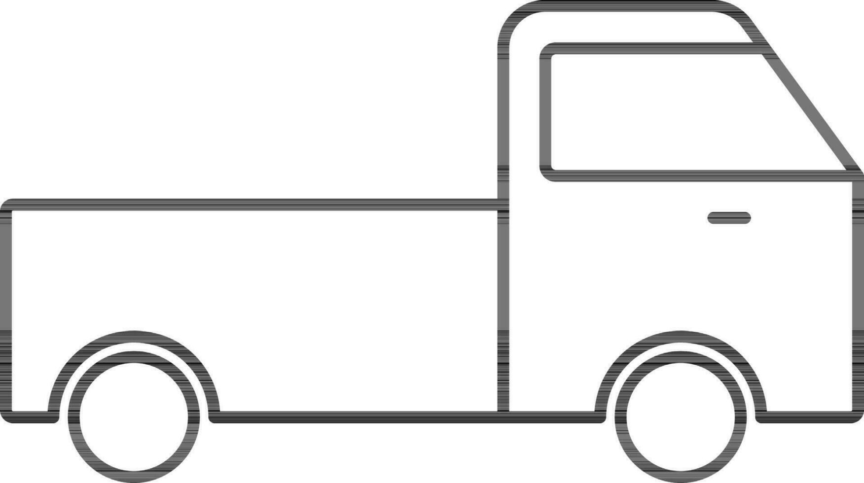 Black Outline Pick Up Truck Icon in Flat Style. vector