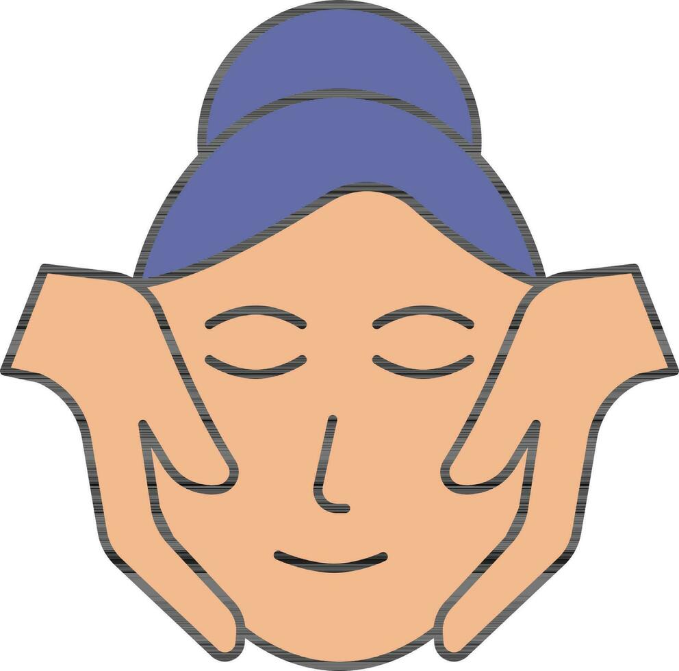 Facial Massage Icon In Blue And Orange Color. vector