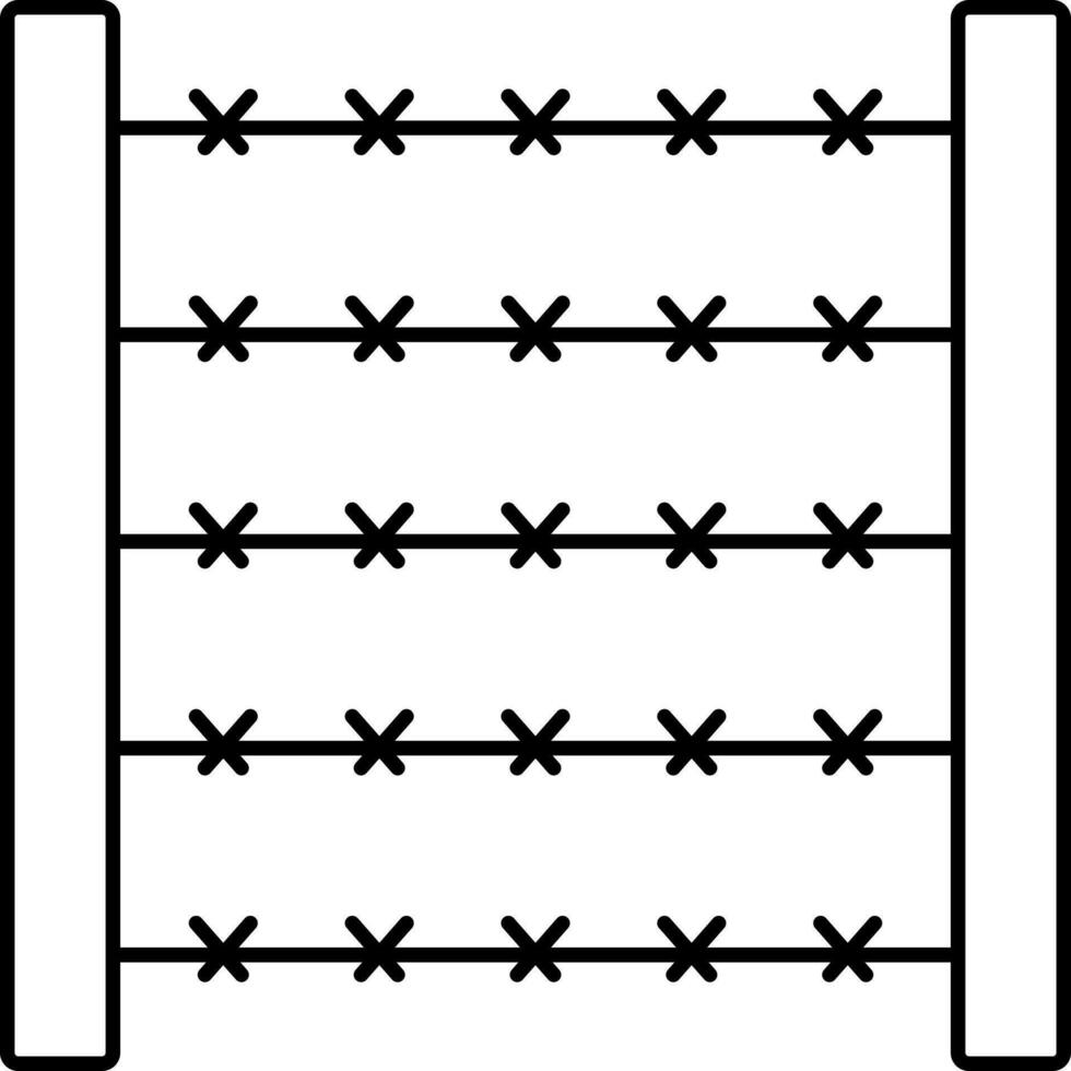 Thin Line Art Illustration of Barbed Wire Icon. vector