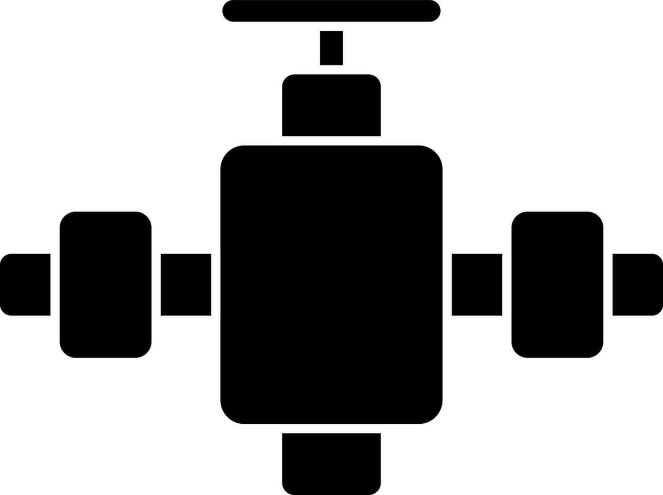 Valve With Pipe Icon In Black Color. vector