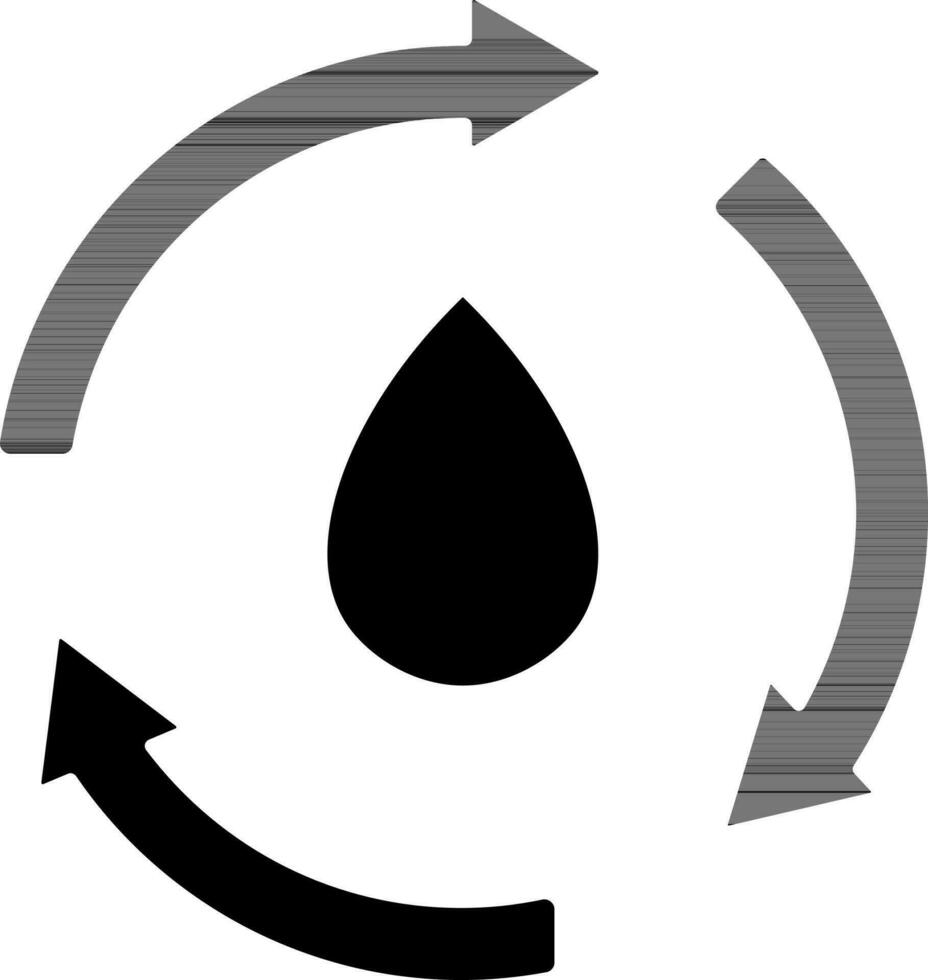 Water Recycling Icon in Black Color. vector