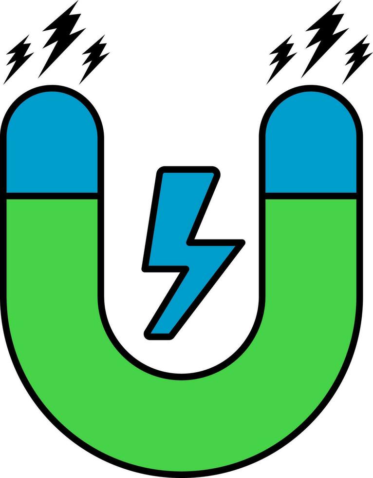 Green And Blue Magnet Icon In Flat Style. vector
