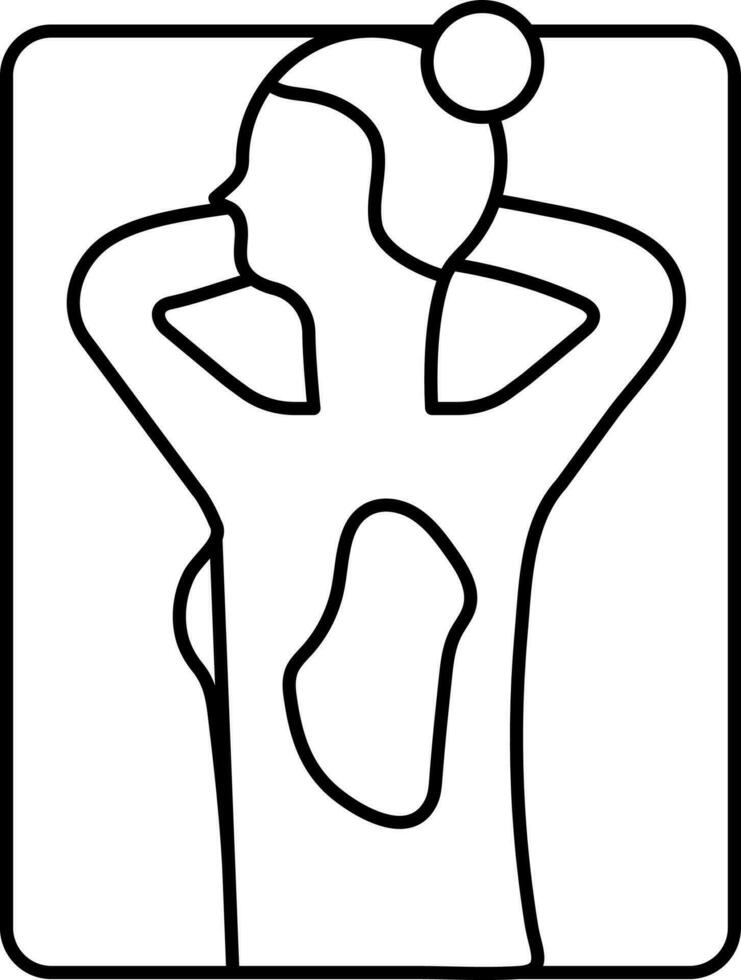 Female Back Massage Icon In Thin Line Art. vector