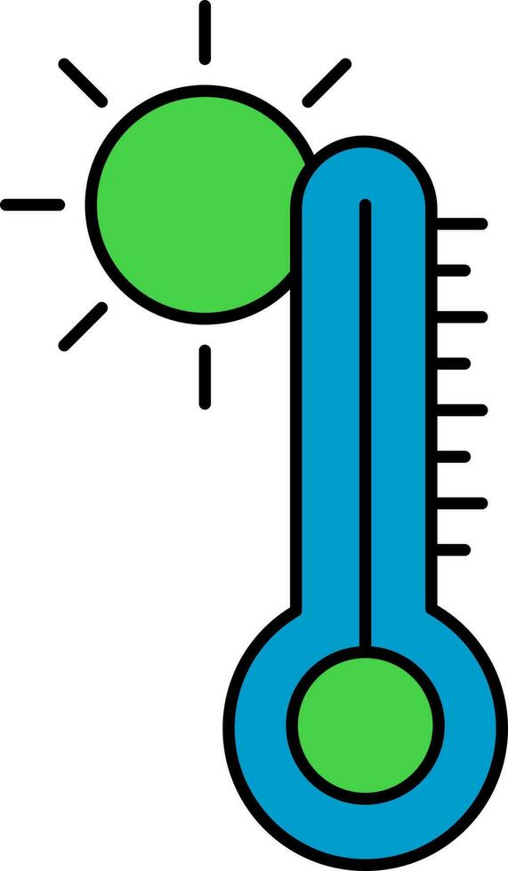 alto temperatura icono en verde y azul color. vector