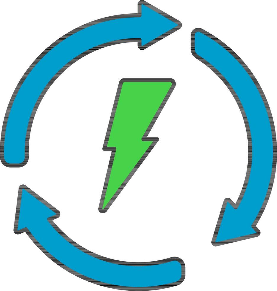 Flat Style Renewable Energy Green And Blue Icon. vector