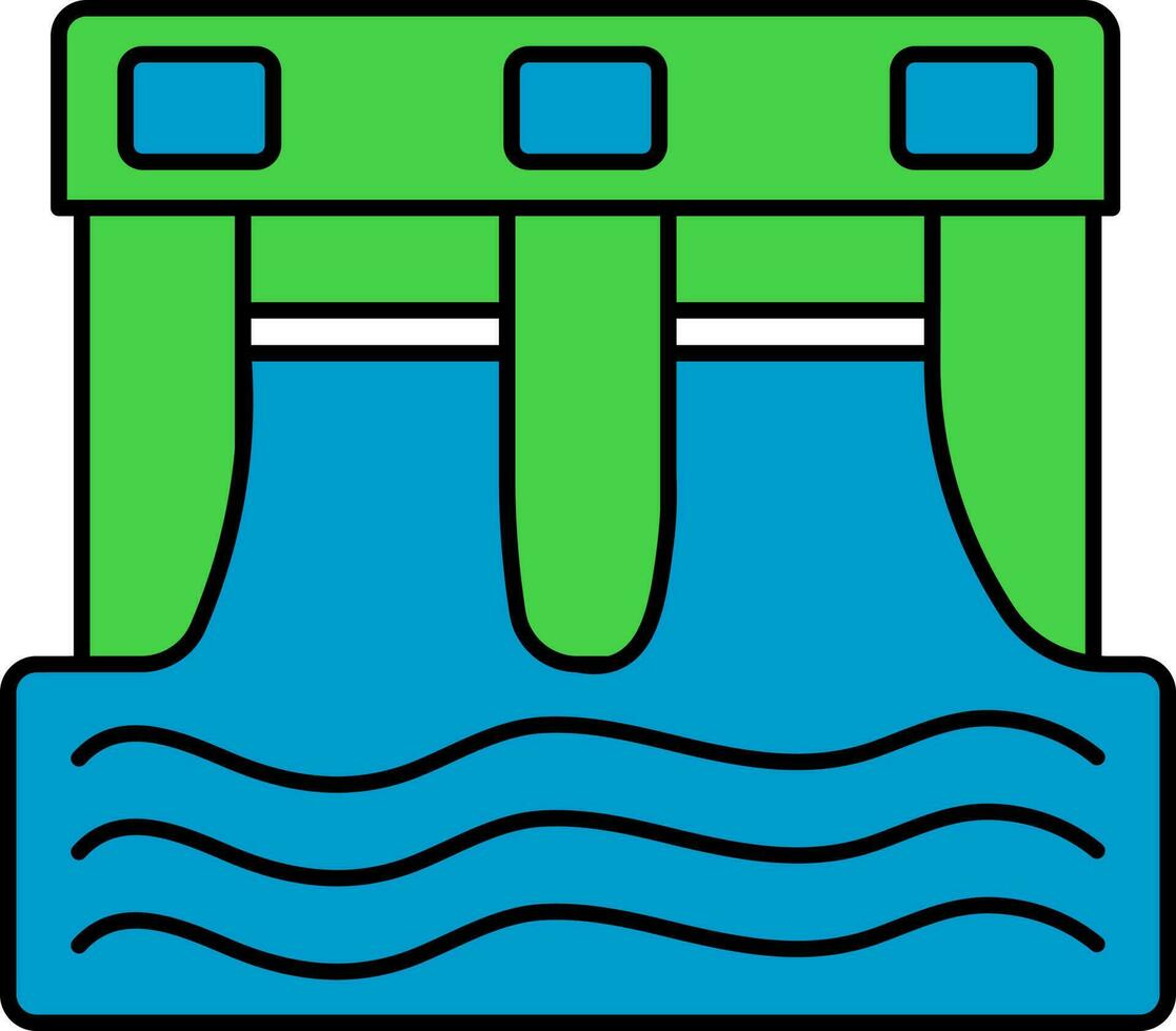 Green And Blue Hydropower Icon. vector