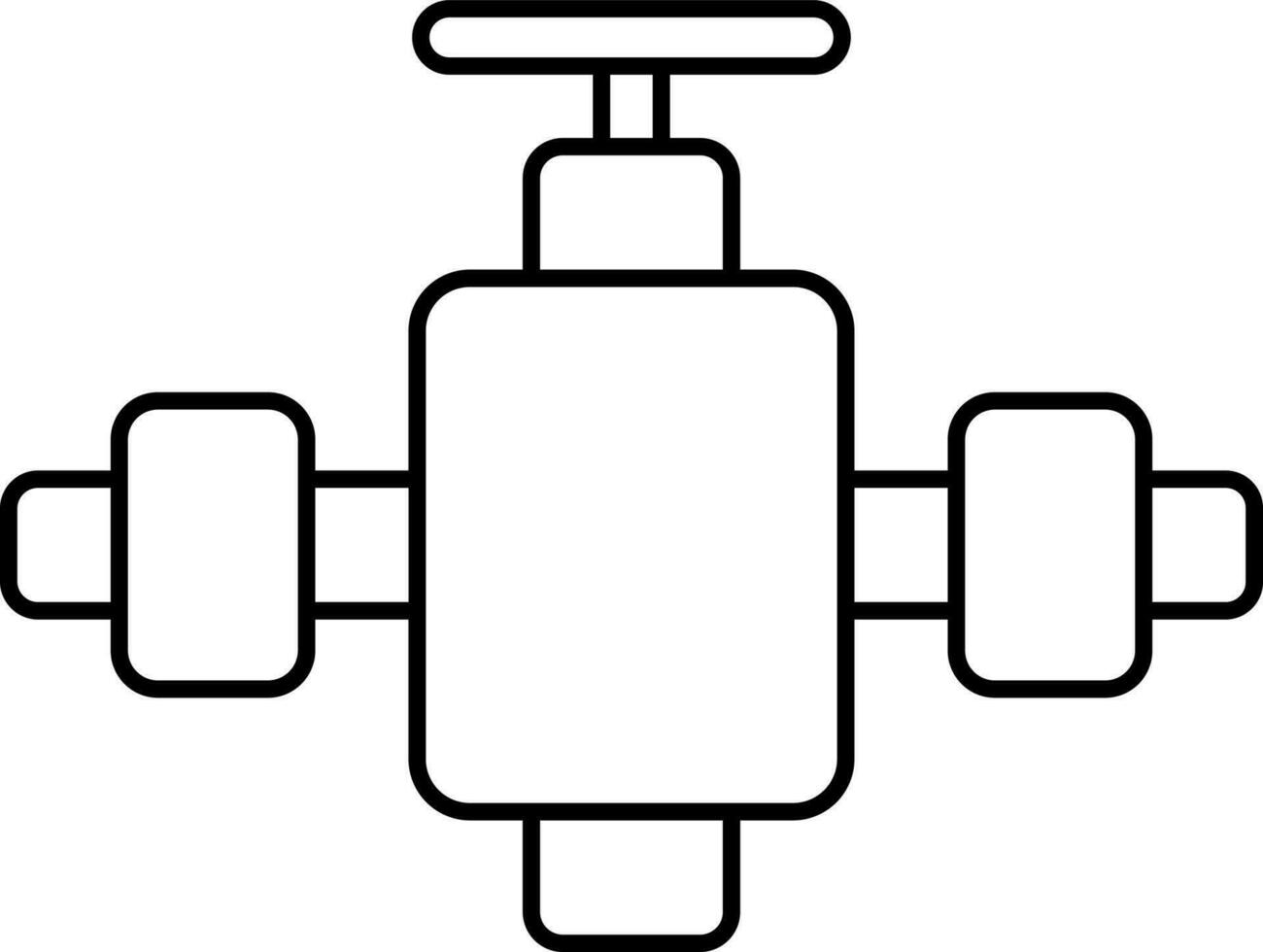 Valve With Pipe Icon In Line Art. vector