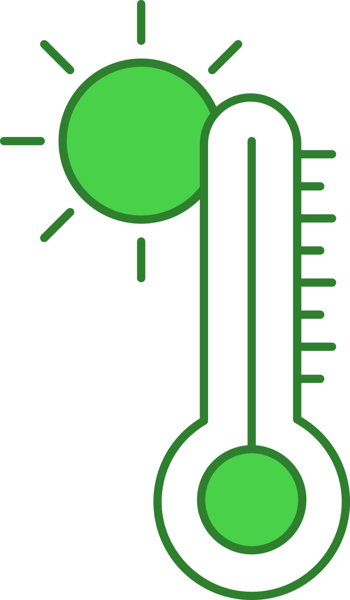 High Temperature Icon In Green And White Color. 24446674 Vector Art at