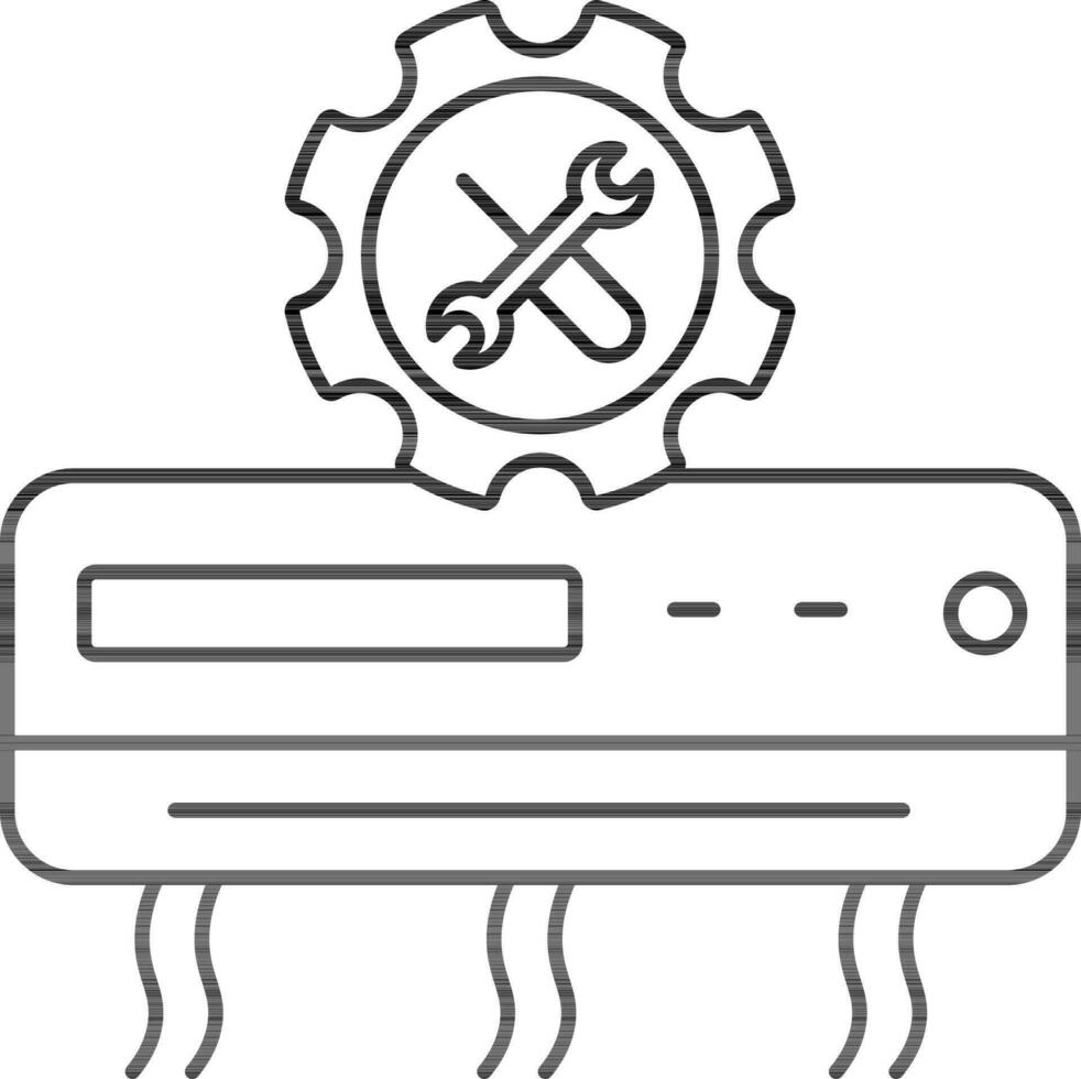 AC Servicing Icon in Black Outline. vector