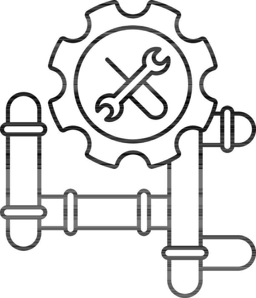 Thin Line Pipeline Repairing Icon In Flat Style. vector