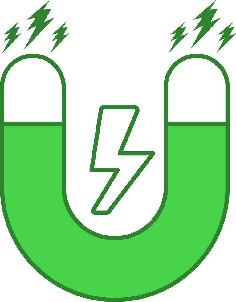 Flat Style Magnet Green And White Icon. vector