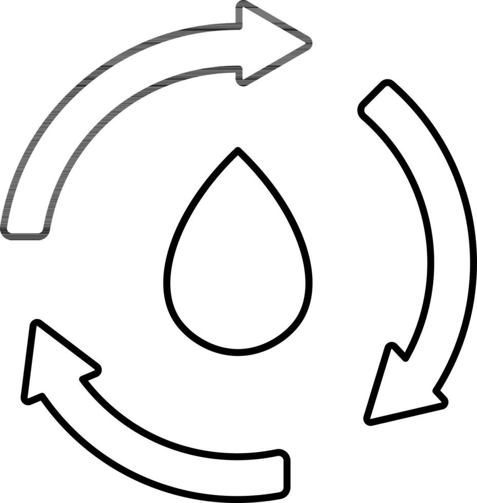 Thin Line Art Water Recycling Icon In Flat Style. vector