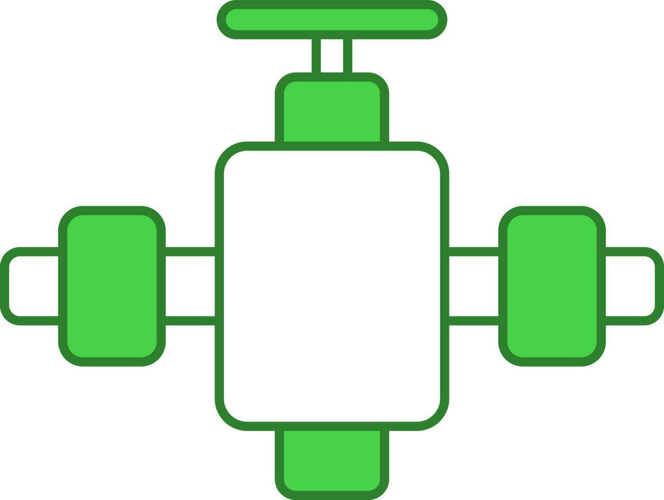 Valve With Pipe Icon In Green And White Color. vector