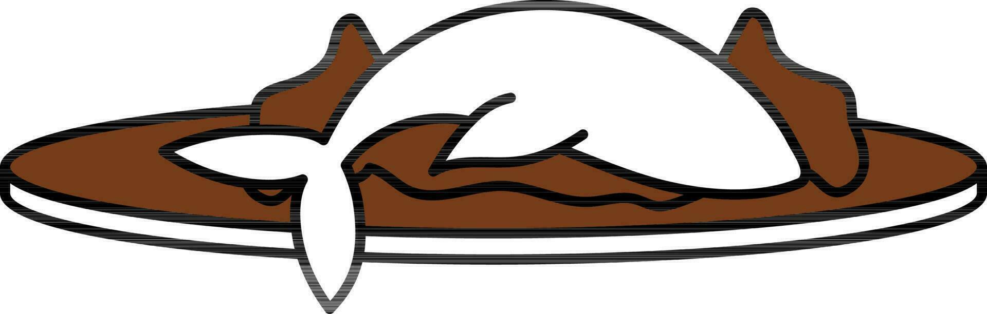 Isolated Fried Fish Icon In Brown And White Color. vector