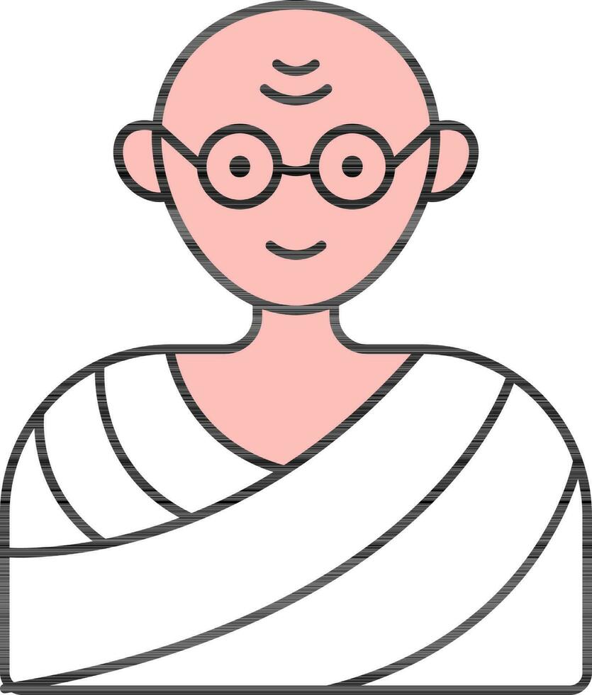 Mahatma Gandhi Cartoon Character Flat Icon. vector