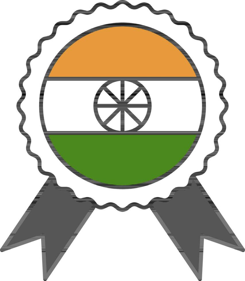 Indian Badge With Ribbon Flat Icon. vector