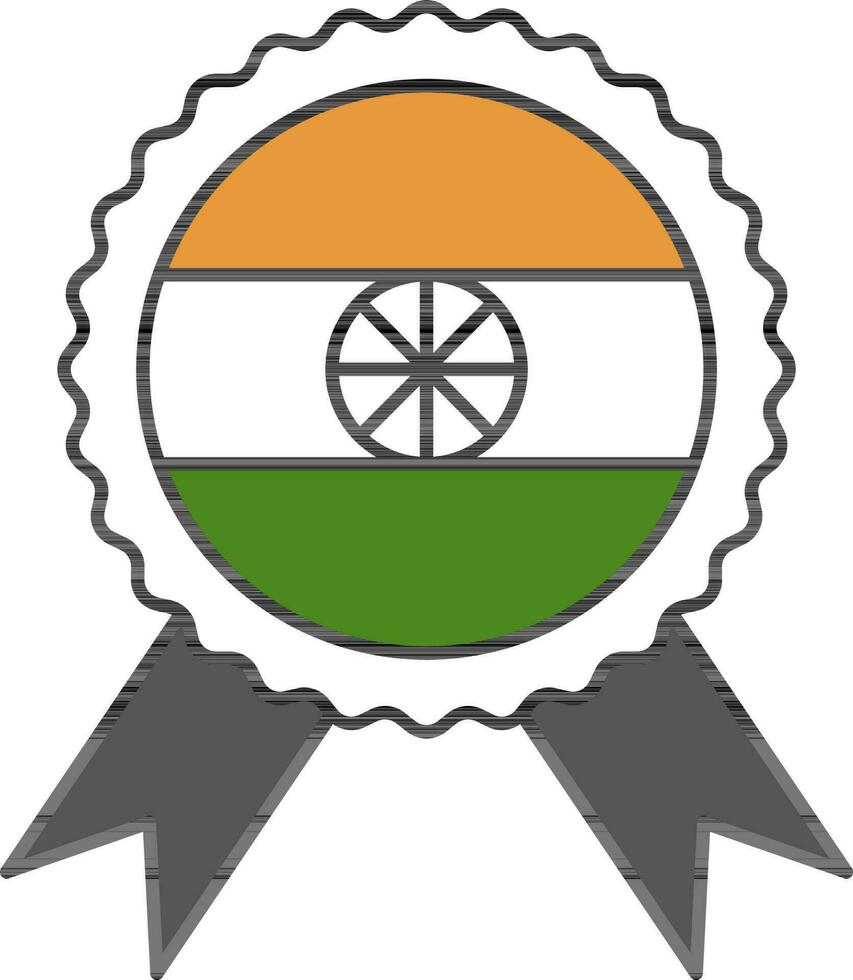 Indian Badge With Ribbon Flat Icon. vector