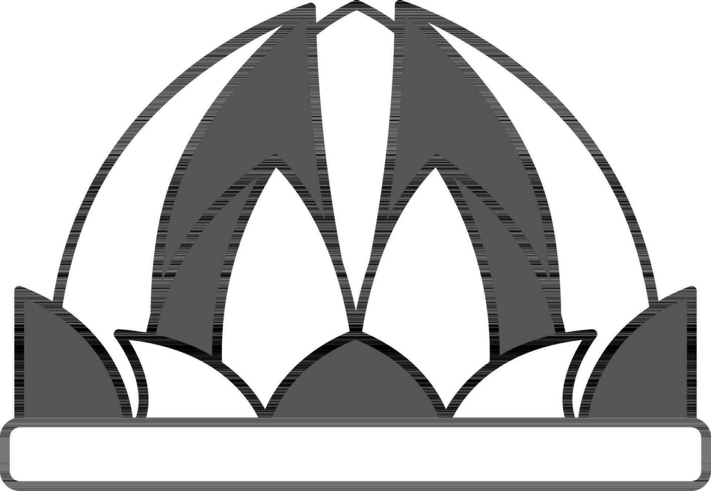 Beautiful Lotus Temple Flat Icon In Grey And White Color. vector