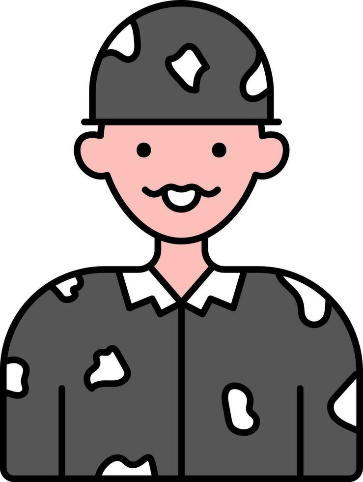  militar hombre dibujos animados personaje plano icono en gris y blanco color.   Vector en Vecteezy