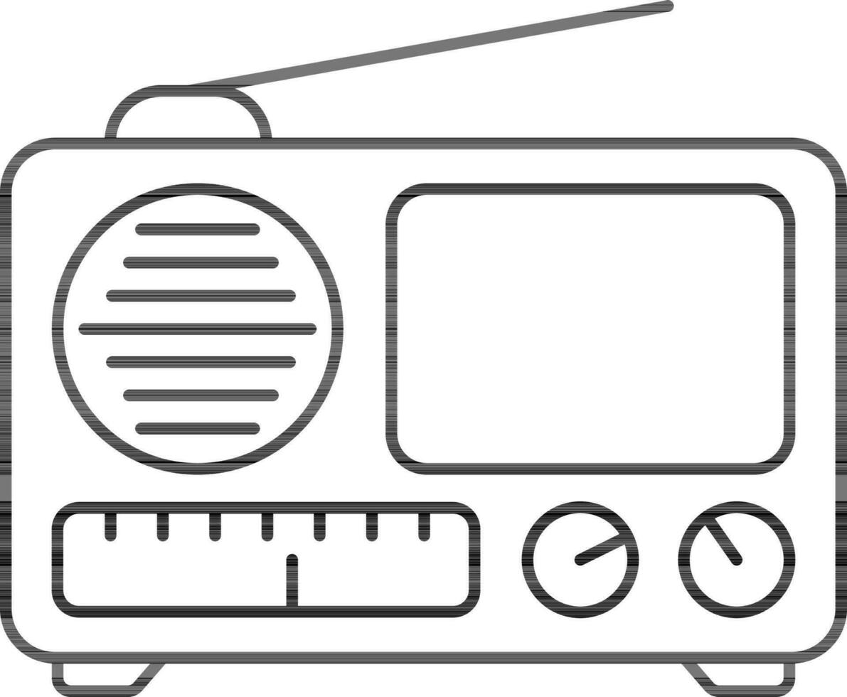 Radio Icon In Black Line Art. vector