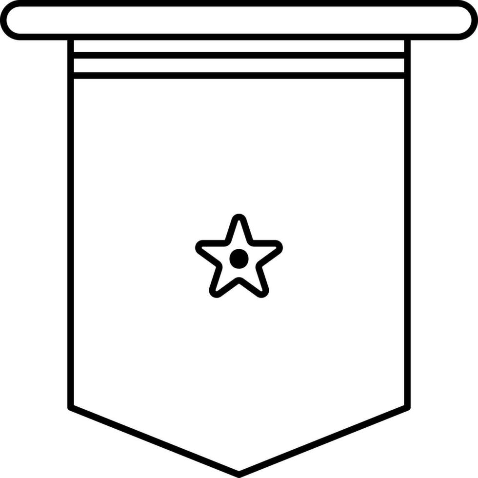 Black Stroke Star Medal Flat Icon. vector