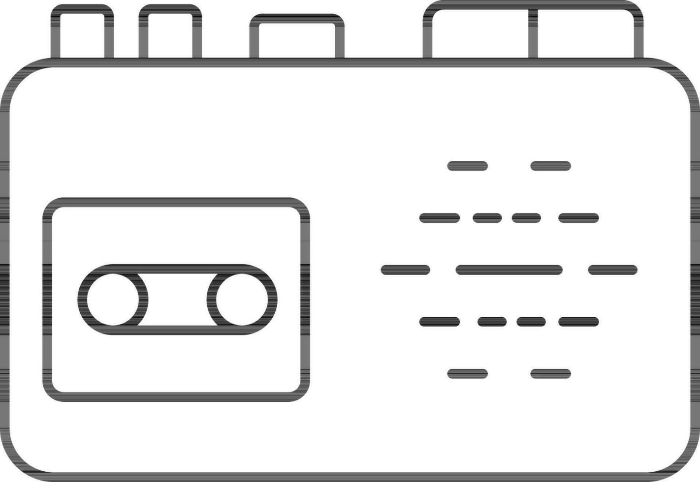 Cassette Player Icon In Black Line Art. vector