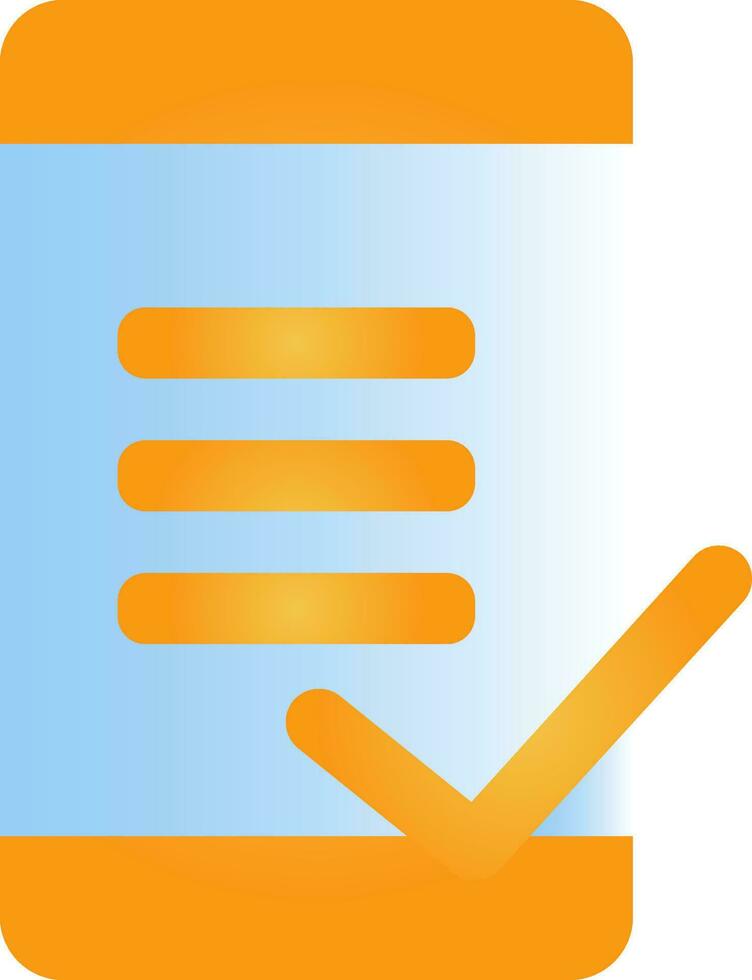 Flat Style Mobile Check Icon In Orange And Blue Gradient Color. vector