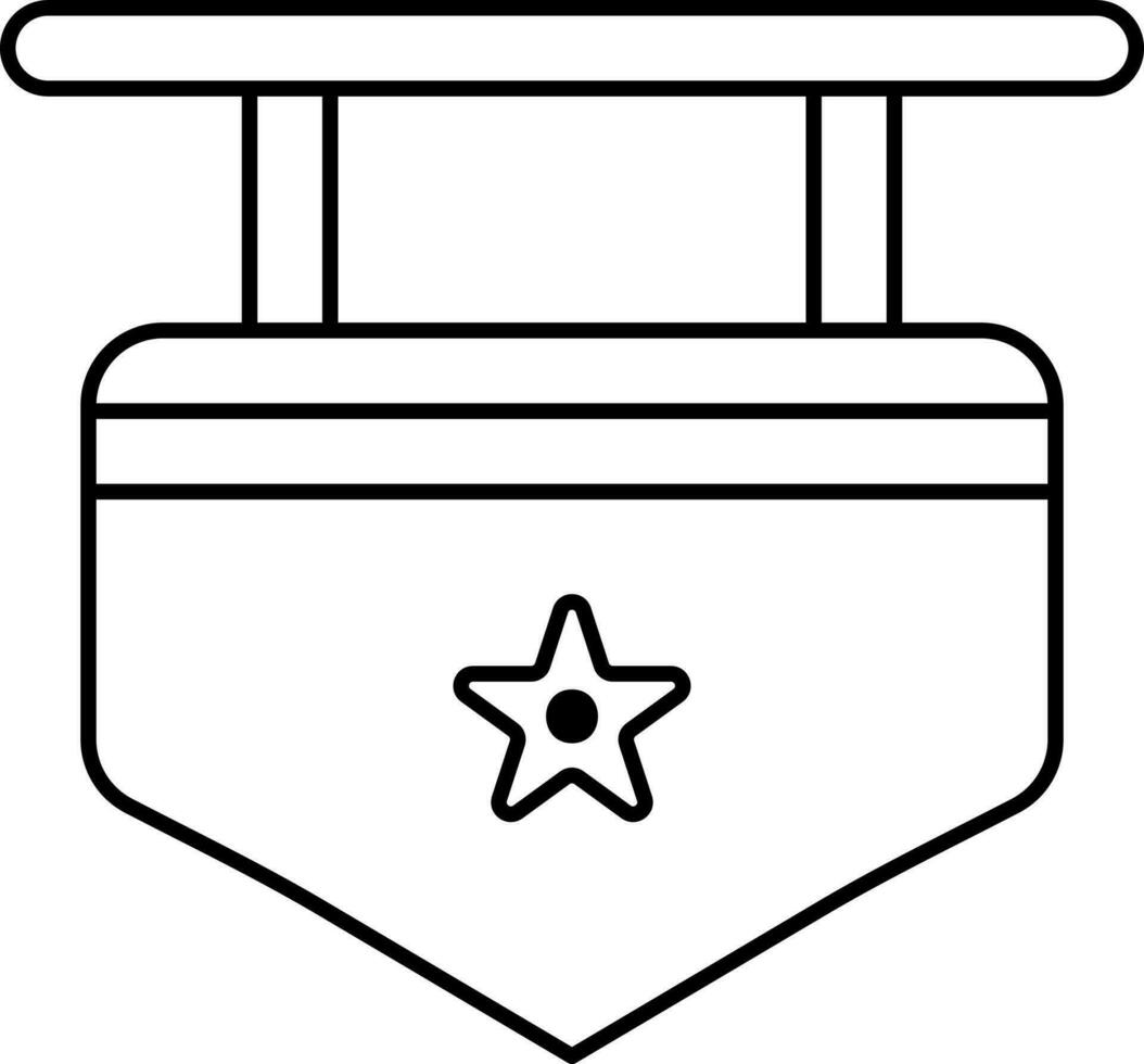 Star Medal Flat Icon In Thin Line Art. vector
