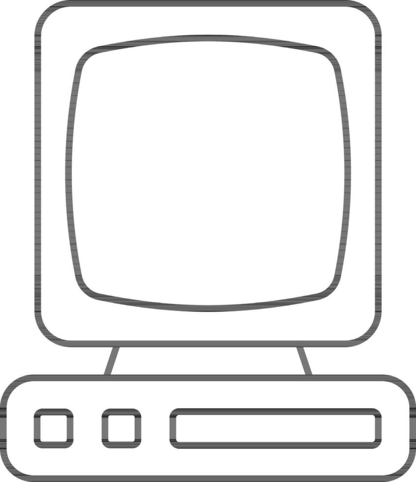 monitor con preparar caja icono en negro línea Arte. vector