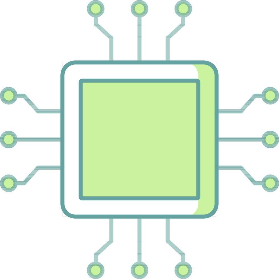 Microchip Icon In Green And White Color. vector