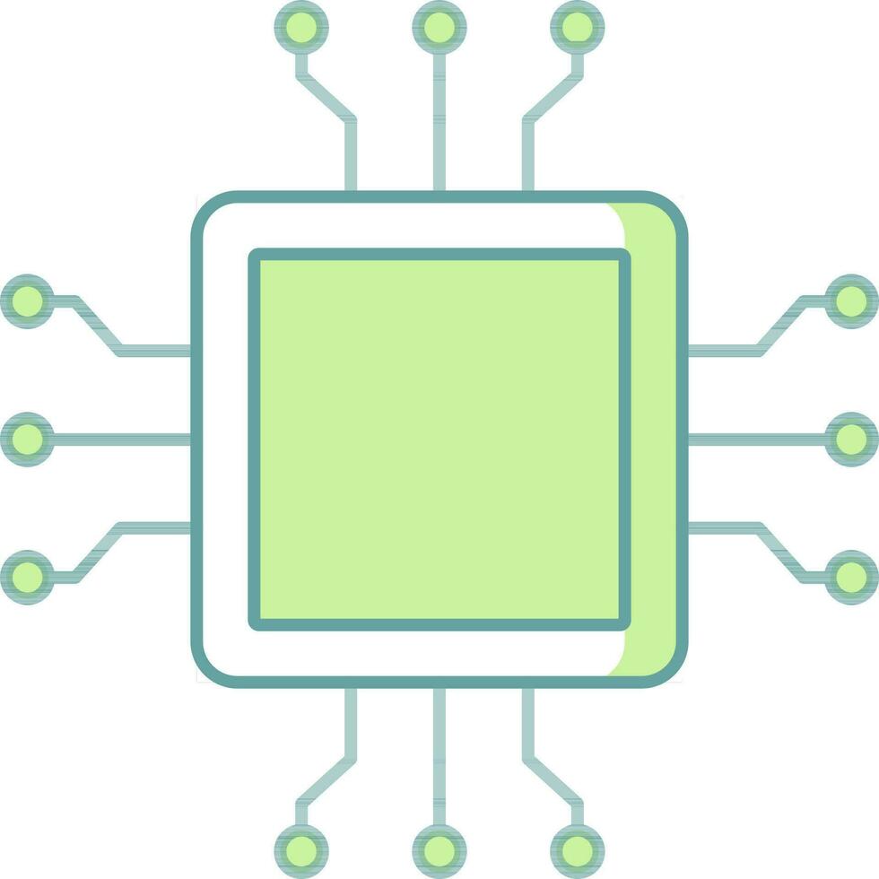 Microchip Icon In Green And White Color. vector