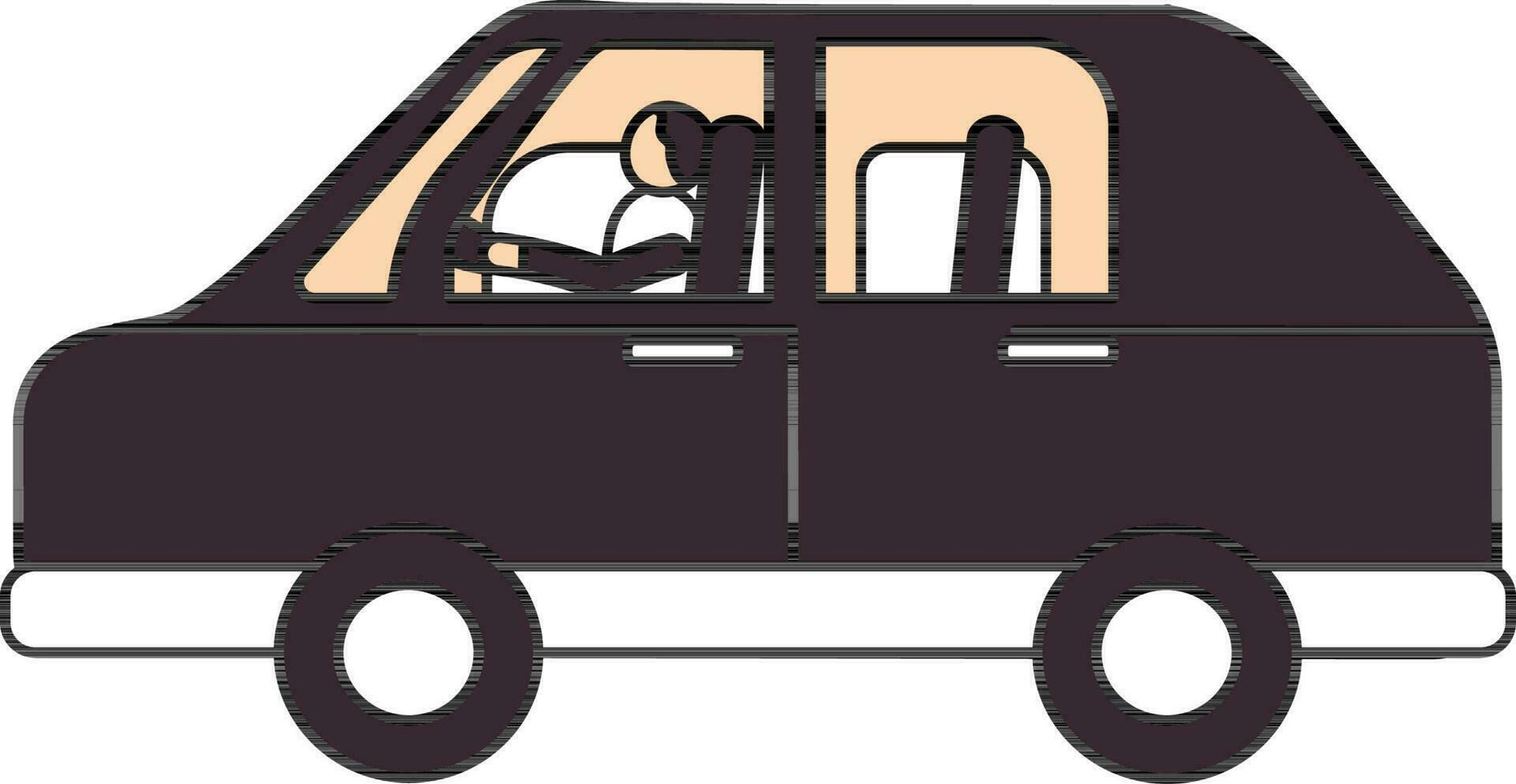 Illustration Of Man Driving Car Icon In Multicolor. vector