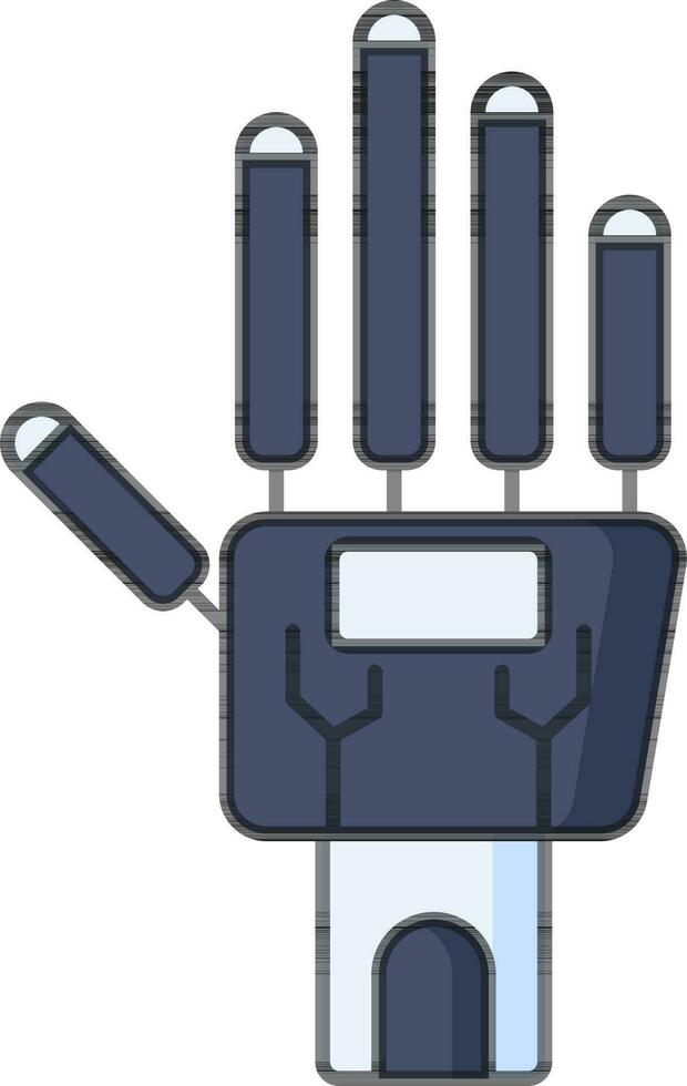 robótico mano icono en azul y gris color. vector