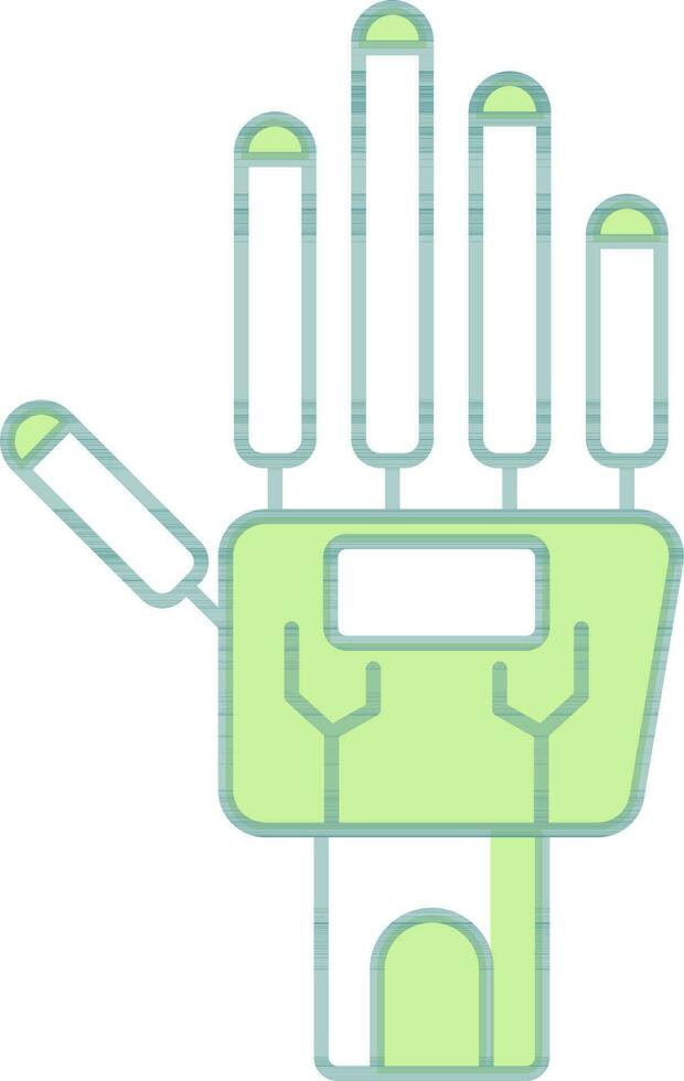 Robotic Hand Icon In Green And White Color. vector