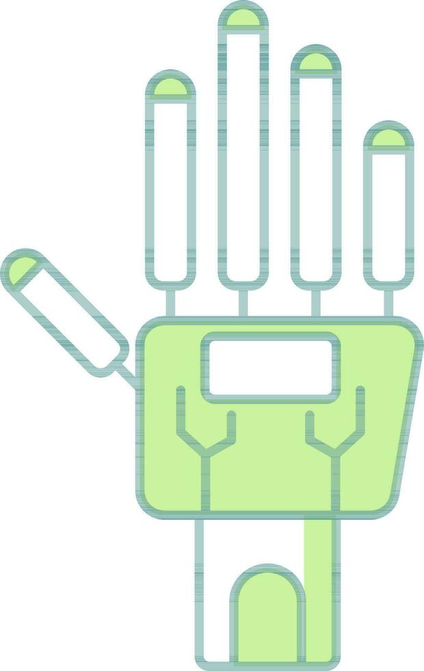 robótico mano icono en verde y blanco color. vector