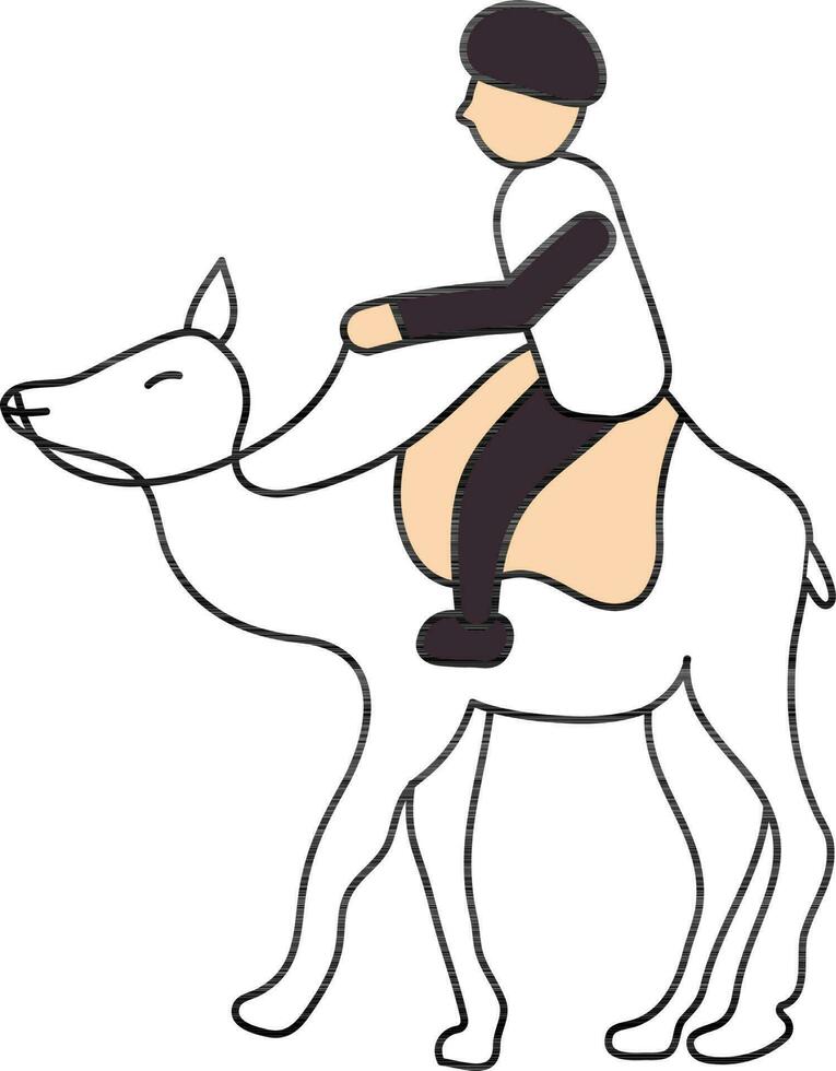 Man Ride On Camel Icon In Flat Style. vector