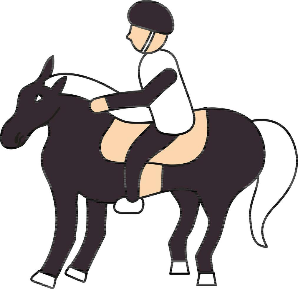 Colorful Boy Riding A Horse Icon Or Symbol. vector