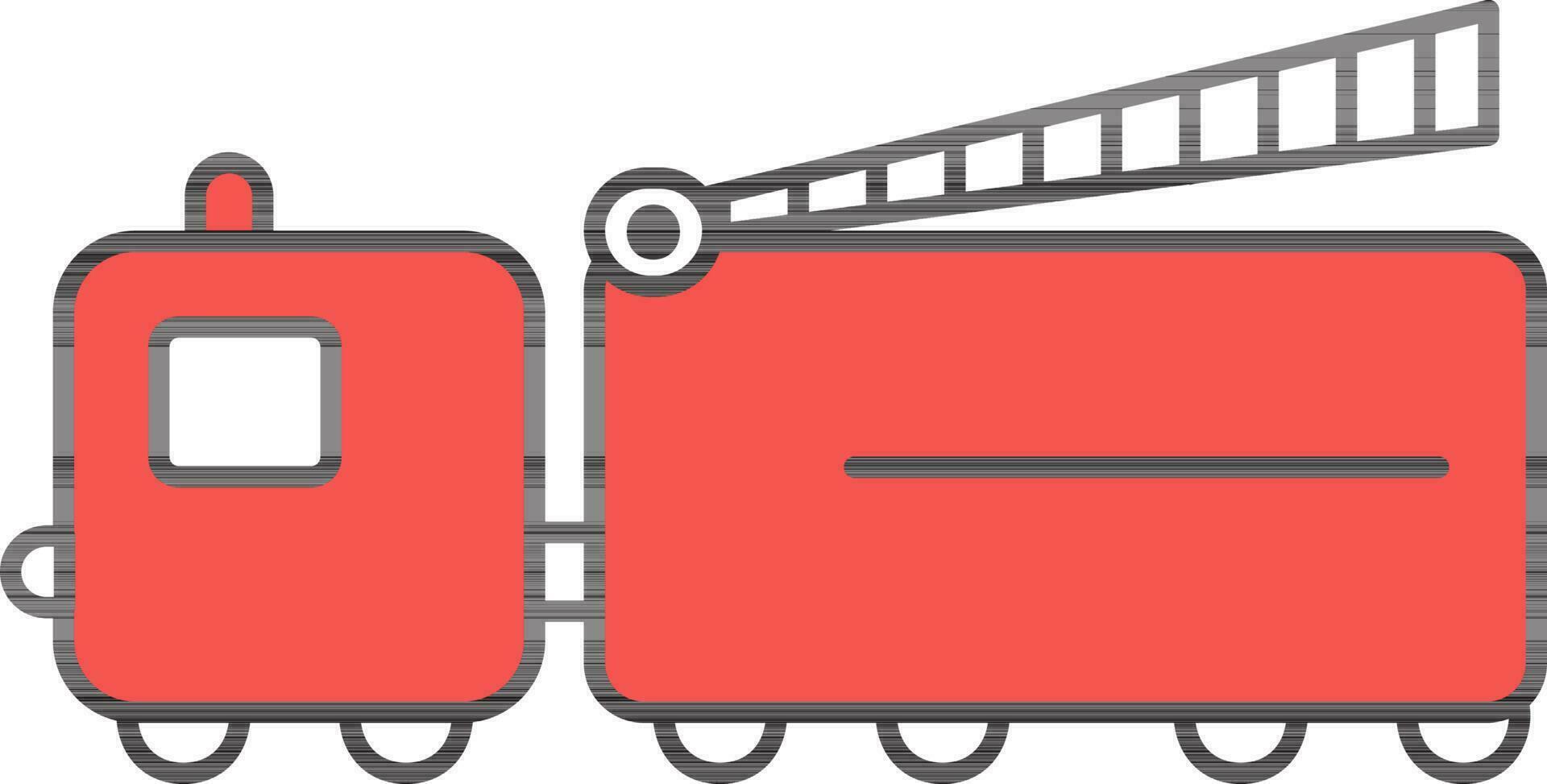 Firefighter Truck Icon In Red And White Color. vector