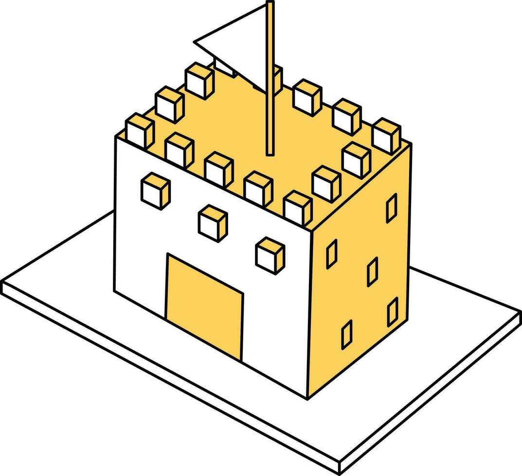 parte superior ver de castillo icono en amarillo y blanco color. vector
