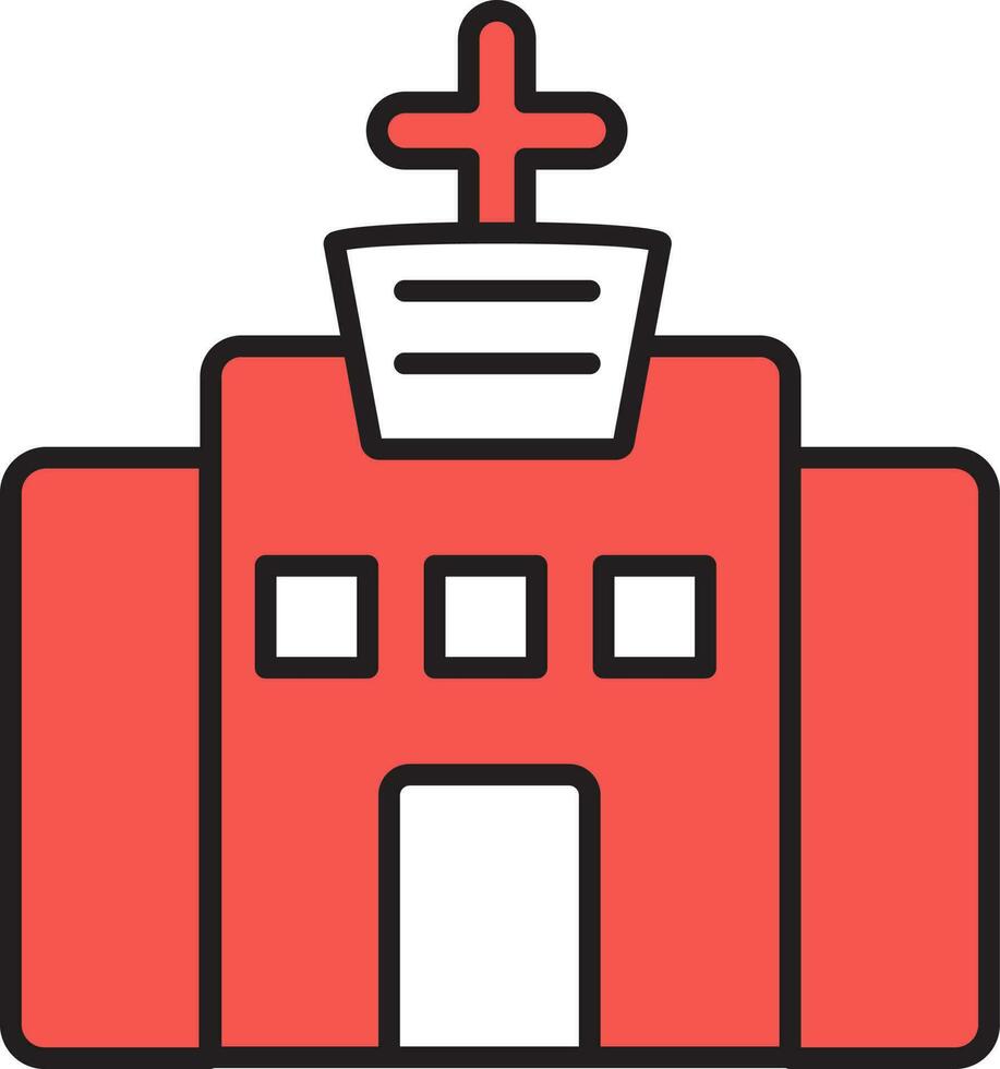 Hospital Icon In Red And White Color. vector