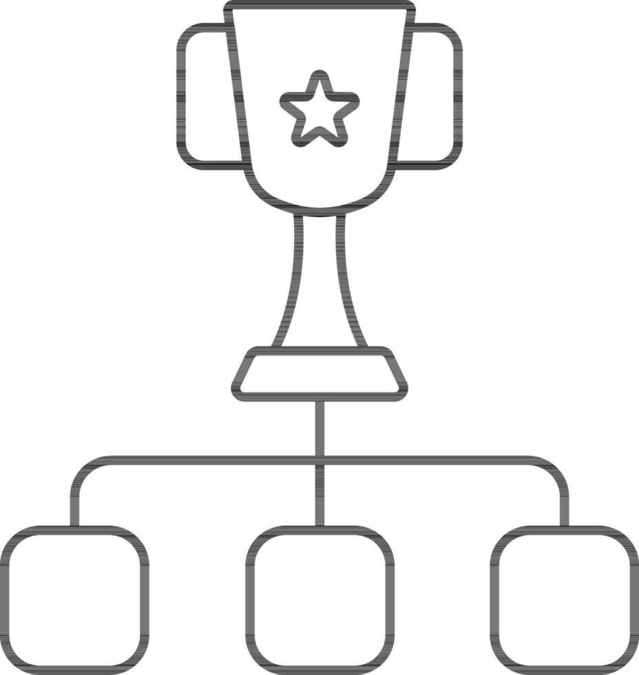 Winner Trophy For Three Level Icon Or Symbol In Line Art. vector