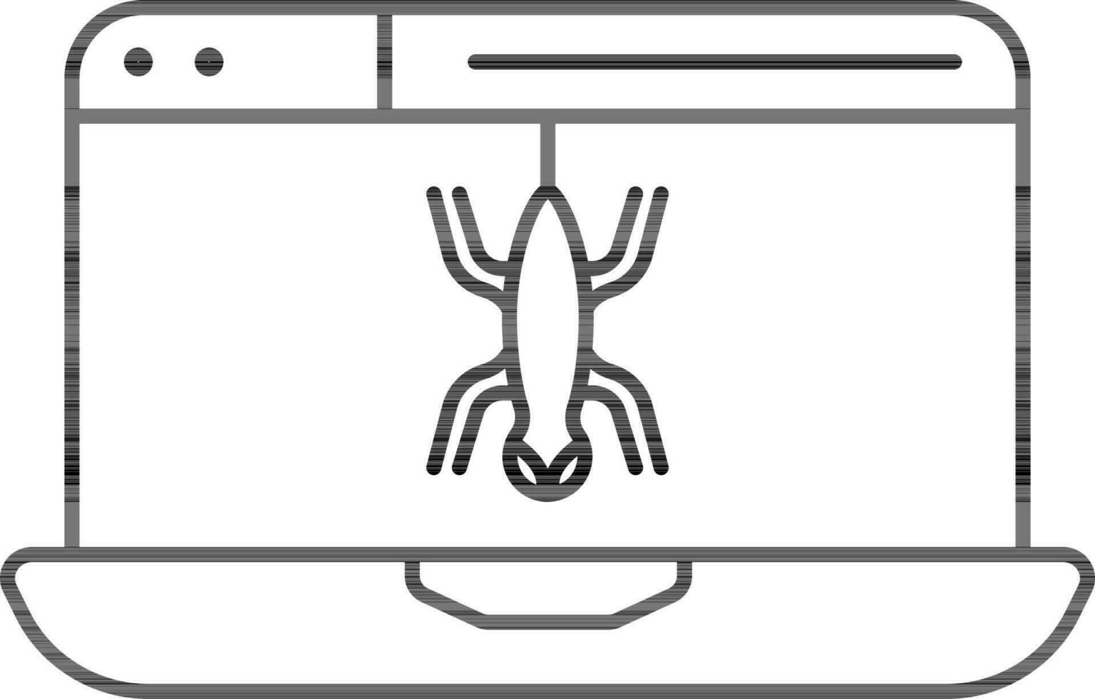 colgar insecto en ordenador portátil pantalla contorno icono o símbolo. vector