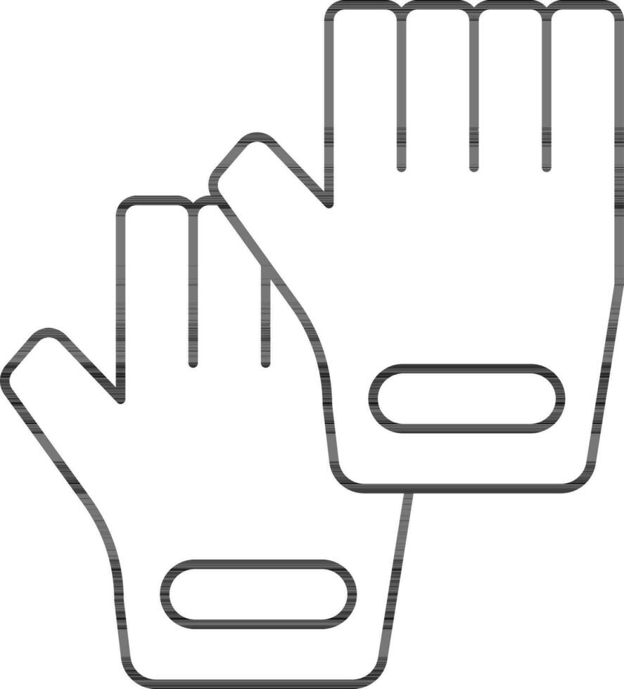 Flat Style Gloves Icon In Black Outline. vector